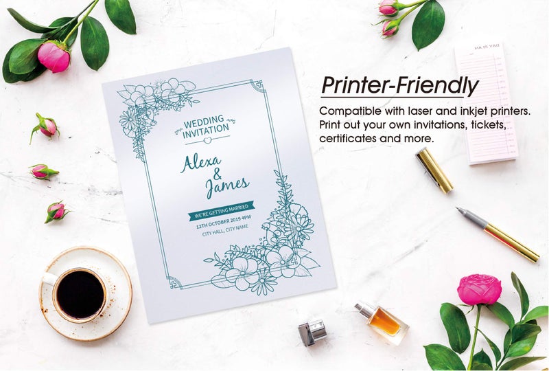 Bubbley White Shimmer Paper - 100-Pack Metallic Paper, 120 GSM, Crafting Supplies, Ticket, Invitation, Stationery, Scrapbook Use, Printer Friendly, 8.5 x 11 Inches - Image 4